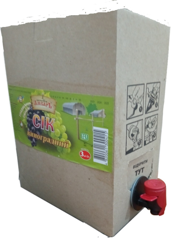 Сік виноградний ЗОЛОТИЙ АМБАР відновлений, пастеризований, 3л